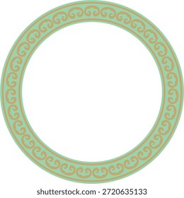 Vetor ouro redondo com verde antigo ornamento russo. Fronteira eslava, moldura. Círculo, anel. Pintura das câmaras reais.
