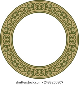 Vektorgrafik rund gold mit grünem Rand, Rahmen, Pompeji-Ring. In: Circle Neopolitan Ornament. In: Art of Ancient Rome.
