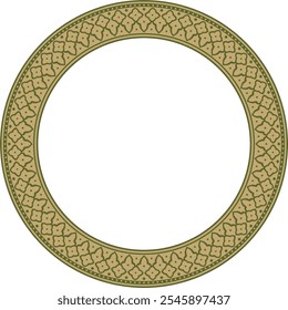 Vektor runden Gold mit grünen nationalen persischen Ornament. Kreis, Ring, Rahmen, Grenze, ethnisches Muster der Völker des Iran, Irak, Tadschikistan
