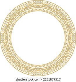 Vector round gold seamless classic byzantine ornament. Infinite circle, border, frame Ancient Greece, Eastern Roman Empire. Decoration of the Russian Orthodox Church.
