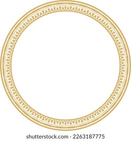 Vector round gold seamless classic byzantine ornament. Infinite circle, border, frame Ancient Greece, Eastern Roman Empire. Decoration of the Russian Orthodox Church.
