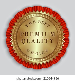 Vector round golden badge label with text