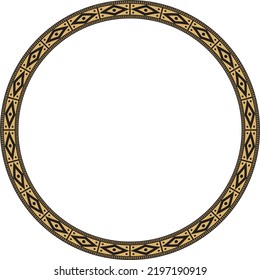 Vektor rund um goldenes Grenzschmuck. Indianerisches amerikanisches Stammesgefüge, Kreis.