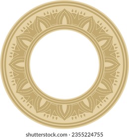 Vector round golden Egyptian ornament. Endless circle border, ancient Egypt frame.
