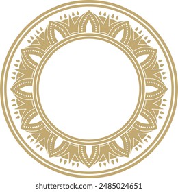 Vector round golden Egyptian ornament. Endless circle border, ancient Egypt frame.
