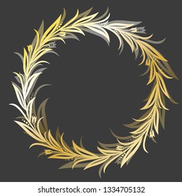 Vector round golden floral frame. Framing for greeting cards, motivational lettering and wedding invitations. Eps-8