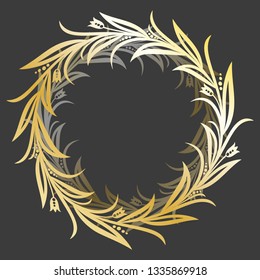 Vector round golden flower frame. Framing for greeting cards, motivational lettering and wedding invitations. Eps-8
