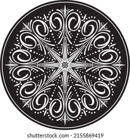 Vector round greek ornament. Meander in a circle. Circular pattern. The architecture of ancient Rome. Print for tattoo, sandblasting and laser cutting.