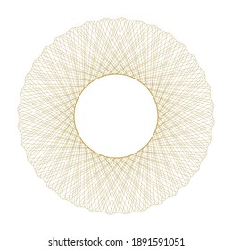 Vector round Guilloche elements for certificate or diploma. Gold frame