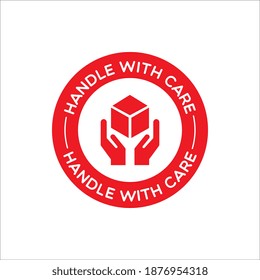 Vector Round Handle With Care Label