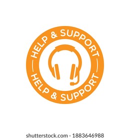 Vector Round Help and Support Label