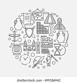Vector round history sign. Creative circular symbol of the study of past events