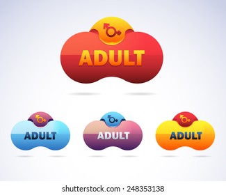 Vector Round Icon of Adult Content