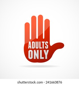 Vector Round Icon Of Adults Only Sign On White