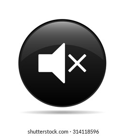 vector round icon in black and white with no sound speaker