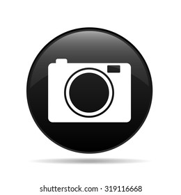 vector round icon black and white camera