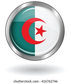 Vector round icon with flag of Algeria