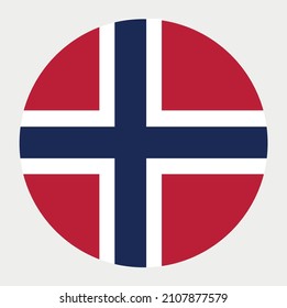 Vector round icon, flag of Norway