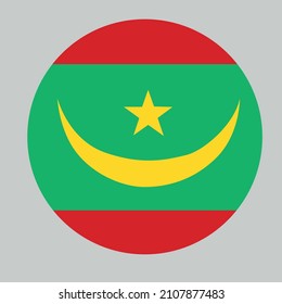 Icono de la ronda del vector, bandera de Mauritania