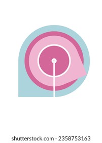 Vector round icon modified geo location, microphone, other. Pink, blue and white