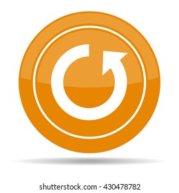 vector round icon orange color with the sign reboot