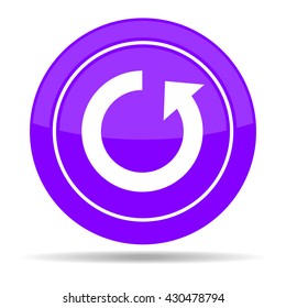 vector round icon purple color with the sign reboot