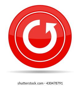 vector round icon red color with the sign reboot