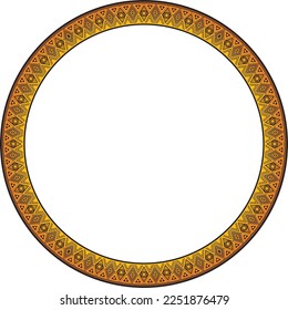 Vector round Indian patterns. National circle ornaments, borders, frames. orange decorations of the peoples of South America, Maya, Inca, Aztecs. Print for fabric, paper, textile.
