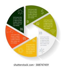 Vector round infographic diagram. Circular connected chart with options. Paper progress steps for tutorial. Business concept sequence banner. EPS10 workflow layout.