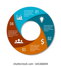 Vector round infographics. Template for circle diagram, graph, presentation, web design and chart. Business concept with 4 steps