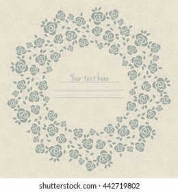 Vector round invitation card with elegant roses