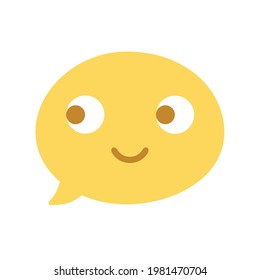Vector round isolated emoticon on white. Symbol of joy, approval, idea, peep. Sly look, friendly smile. Popular chat element. Fashionable, flat, cartoonish. Dialogue bubble, cute dialog box.