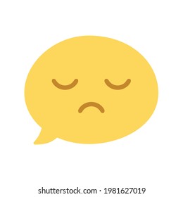 Vector round isolated emoticons on a white. A symbol of sadness, apathy, melancholy, disappointment, longing, grief. Popular chat element. Fashionable, flat, cartoon. Dialogue bubble, cute dialog box