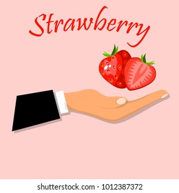 Vector round label, strawberry jam, sauce or juice label. shop and farm market design. strawberry jam, sauce or juice label