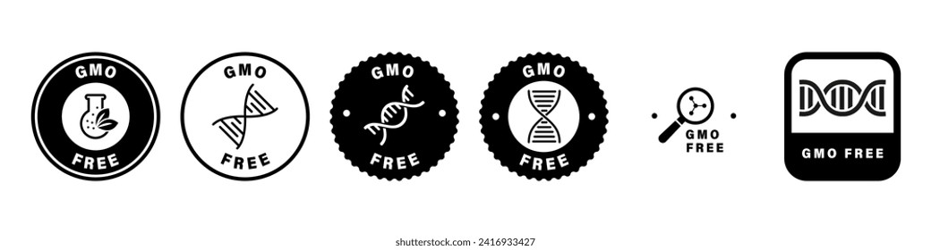 Vector Round Labels - GMO Free. Icons for product package.