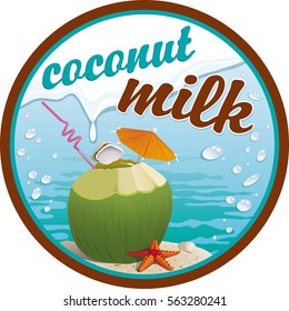Vector round labels for packing coconut milk