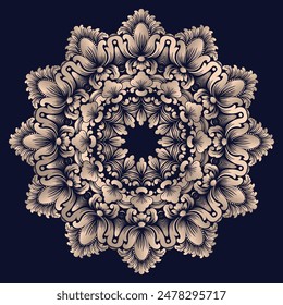 Vektorgrafik Runde Spitze mit Damast und arabischen Elementen Mehndi Stil Orient Traditioneller Ornament