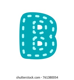 Vector round letter b embroidery blue cute letter b