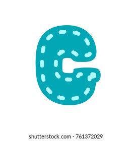 Vector round letter g embroidery blue