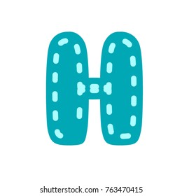 Vector round letter h embroidery blue h