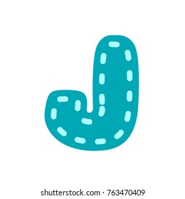 Vector round letter j embroidery blue j
