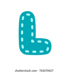 Vector round letter l embroidery blue l