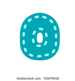 Vector round letter o embroidery blue o