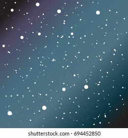 Vector round light dots on dark background. Cosmic night sky