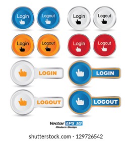 Vector round Login - Logout button set