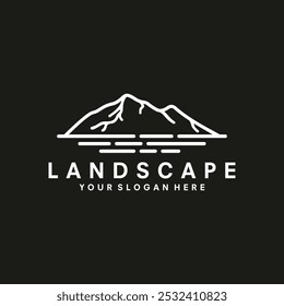 Vector round logo design on which an abstract image of a desert landscape.