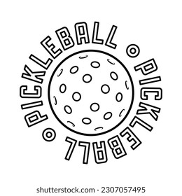 Vector Round Logo Design for Pickleball, Outline Style