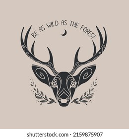 Vector round logo template with deer head