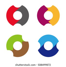Vector round logo template set. You can use in the media, mobile, machine, financial, medical, science and other commercial image. 