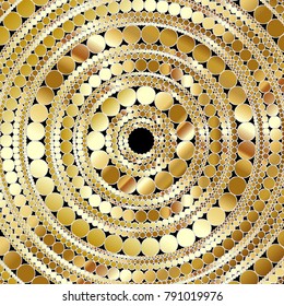 Vector Round Lovely Gold Concentric Grainy Pattern
